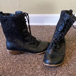 Black combat dirty laundry boots